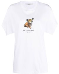 Stella McCartney - Tiger-print Cotton T-shirt - Lyst