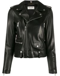 Saint Laurent Gepolijst Klassiek Motorjack - Zwart
