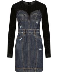 Dolce & Gabbana - Long-sleeve Denim Minidress - Lyst