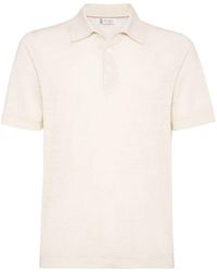 Brunello Cucinelli - Ribbed-collar Slub-texture Polo Shirt - Lyst
