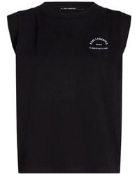 KARL LAGERFELD - Rue St-Guillaume Padded-Shoulder T-Shirt - Lyst