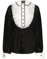 Dolce & Gabbana - Bib-collar Silk-blend Shirt - Lyst