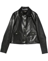 Maje - Cropped Leather Jacket - Lyst
