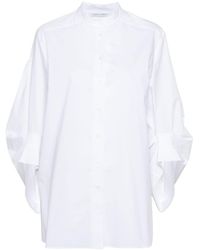 Alberta Ferretti - Draped-sleeve Cotton Shirt - Lyst