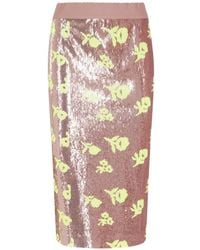 Essentiel Antwerp - Sequin-Embellished Floral-Motif Midi Skirt - Lyst