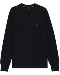 BOSS - Cotton Piqué Sweater With Logo Patch - Lyst