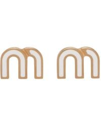 Miu Miu - Logo-plaque Stud Earrings - Lyst