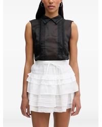 Isabelle Blanche - Pintuck-Detail Lace-Trim Top - Lyst