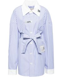 Maison Mihara Yasuhiro - Logo-Appliqué Striped Belted Shirt - Lyst