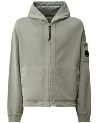 C.P. Company - Cotton Diagonal Fleece Zip Hooded Sweatshirt - Lyst