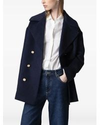 Gaelle Paris - Double-Breasted Pea Coat - Lyst
