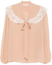 Chloé - Lace-Trimmed Silk-Georgette Blouse - Lyst