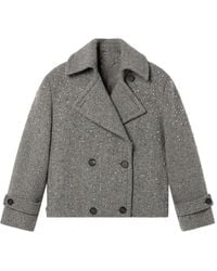 Golden Goose - Journey Short Trench Coat Regina Embellished Salt And Pepper Virgin Wool - Lyst