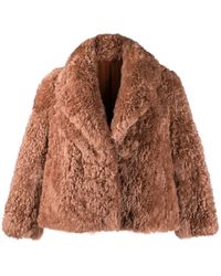 Liska Oversized Fur Jacket - Brown