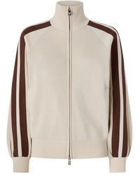 Pinko - Striped-Sleeve Zip-Up Sweatshirt - Lyst
