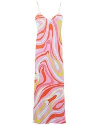 Emilio Pucci - Multicolour Marmo-Print Silk Maxi Dress - Lyst