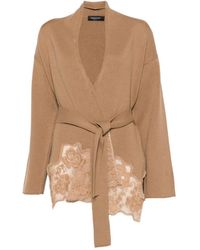 Fabiana Filippi - Lace-Trimmed Belted Cardigan - Lyst