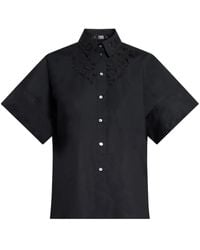 Karl Lagerfeld - Embroidered Short-Sleeve Organic Cotton Shirt - Lyst