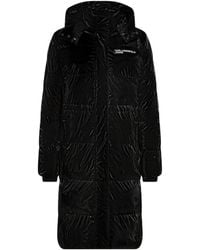 KARL LAGERFELD - Long Shiny Puffer Jacket - Lyst
