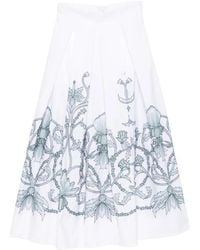 Eleventy - Floral-Print Midi Skirt - Lyst