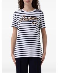 Ralph Lauren - Striped Logo-Embroidered T-Shirt - Lyst