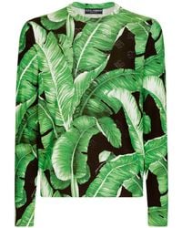 Dolce & Gabbana - Leaf-pattern Silk Jumper - Lyst