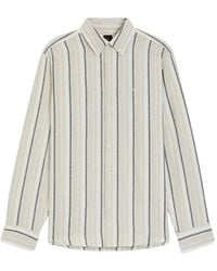 BOSS - Chemise À Coupe Droite En Lin Et Coton Rayés - Lyst