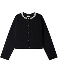 Sandro - Faux-Pearl Embellished Cropped Cardigan - Lyst