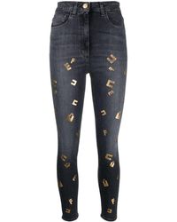 Elisabetta Franchi - Logo-lettering High-rise Skinny Jeans - Lyst