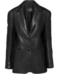 Prada - Single-Breasted Leather Jacket - Lyst