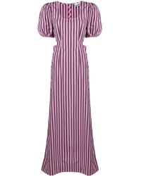 Ganni - Striped Cut-out Organic Cotton Dress - Lyst