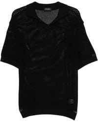 Tagliatore - Crochet-Effect Polo Shirt With Ribbed Details - Lyst
