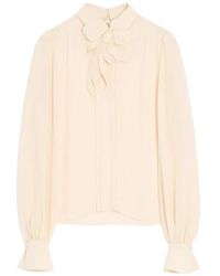 Valentino Garavani - Embroidered Crepe De Chine Top - Lyst