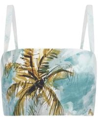 Oscar de la Renta - Dominican-Landscape Cotton Poplin Cropped Blouse - Lyst