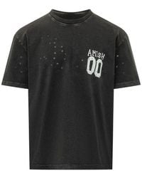 AMISH - Distressed Logo-Print T-Shirt - Lyst