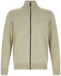 BOSS - Logo-Patch Zip-Up Cardigan - Lyst