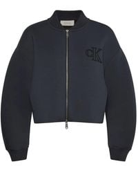 Calvin Klein - Logo-Embroidered Cropped Bomber Jacket - Lyst