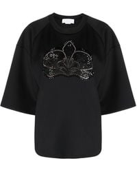 Genny - Crystal-embellished Short-sleeved T-shirt - Lyst