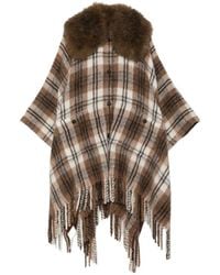 Moncler - Check-Pattern Cape - Lyst