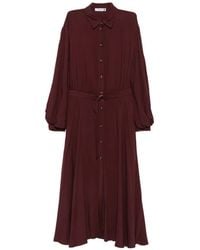 Please - Vestido Midi Con Cinturón Y Botones - Lyst