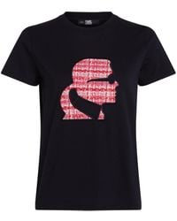 Karl Lagerfeld - Bouclé Profile T-Shirt aus Bio-Baumwolle - Lyst