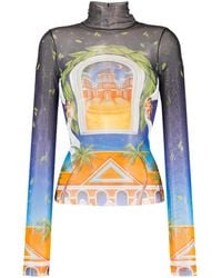 CASABLANCA - Avenida Sheer Long-Sleeve T-Shirt - Lyst