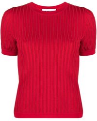 Moschino - Stripe-embroidered Ribbed-knit Top - Lyst