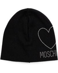 Moschino - Crystal-Embellished Heart Beanie Hat - Lyst