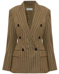 Max Mara - Blazer Met Krijtstreep En Dubbele Rij Knopen - Lyst