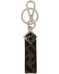 Fendi - Square Logo Plaque Keyring - Lyst