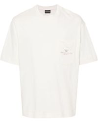 Emporio Armani - Katoenen T-shirt Met Geborduurd Logo - Lyst
