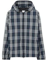 Burberry - Checked Zip-up Hooded Jacket - Lyst
