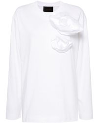 Simone Rocha - Rose-appliqué Cotton T-shirt - Lyst