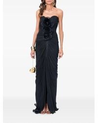 Ana Radu - Robe Longue Froncée À Fleur Appliquée - Lyst